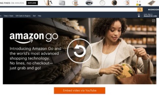 図２　Amazonが実験中のグロッサリーストア「「Amazon Go」。レジを通らずに買い物ができる