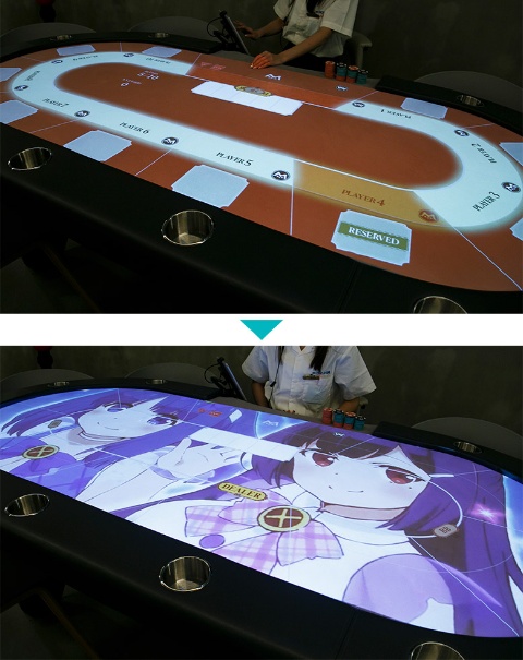色や絵柄をワンタッチで変えられる、プロジェクションマッピングを取り入れたポーカーテーブル