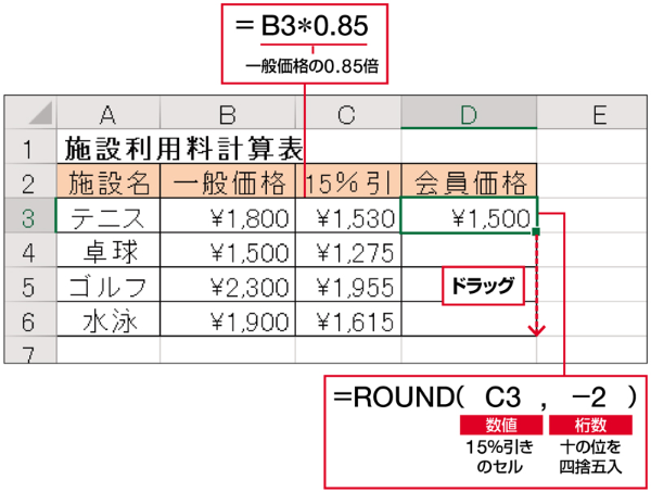 Excel時短術 仕事に効くround関数の使い方 数値を指定した位で丸める 四捨五入 日経クロストレンド Excel時短術 仕事に効くround関数の使い方 数値を指定した位で丸める 四捨五入 日経クロストレンド