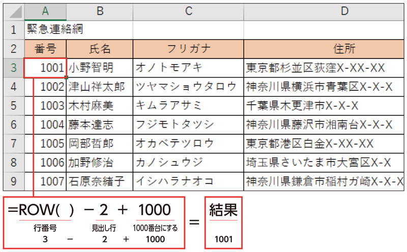 Excel時短術 仕事に効くrow関数の使い方 行番号を調べる 日経クロストレンド