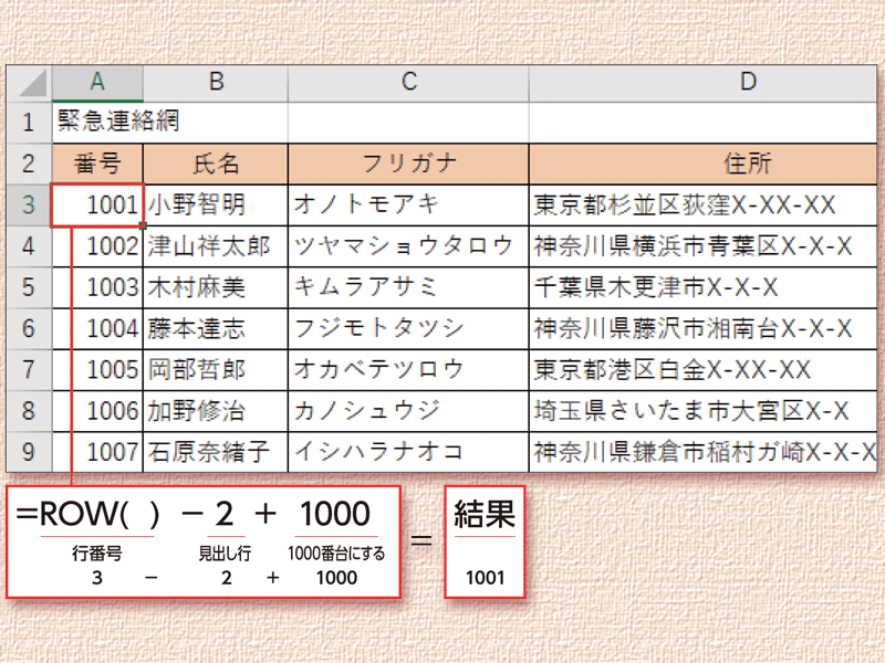 【Excel時短術】仕事に効くROW関数の使い方　行番号を調べる