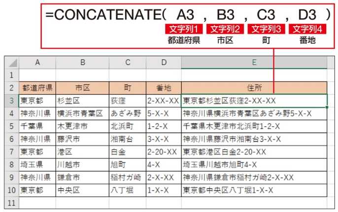 Excelで文字列を結合する関数|CONCATENATE関数と&演算子 14 004