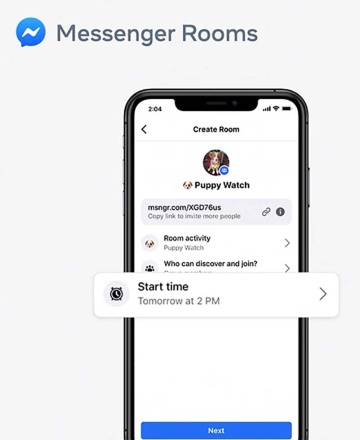 ミーティングの時間を設定し、リンクを送ることで参加できる(出所/米フェイスブック)