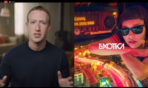 フェイスブックはLuxotticaと提携し、2021年にARグラスを発売する（出所／フェイスブックのイベント「Facebook Connect」の公式動画）