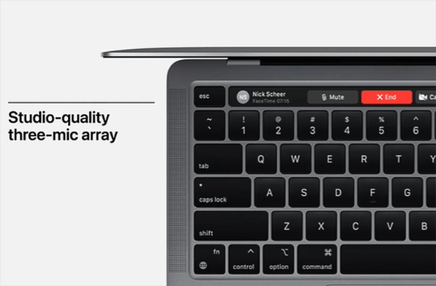 MacBook Proはスタジオ品質のマイクを搭載した（出所／アップルのオンライン発表会）