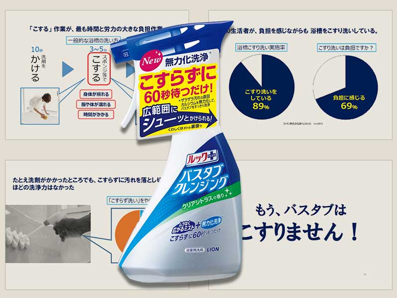 「こすらず洗う」ライオンの浴室洗剤　ヒットを支えた配布用資料