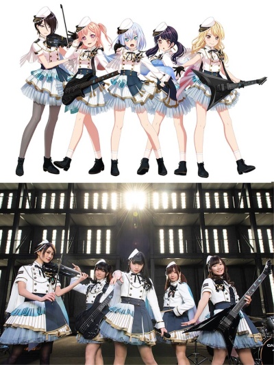 『バンドリ!』7番目となる新バンド「Morfonica」。アニメ版のキャラクター(上)に合わせてリアルバンド(下)を結成。3周年記念日の3月16日にお披露目となった (C)BanG Dream! Project (C)Craft Egg Inc. (C)bushiroad All Rights Reserved.