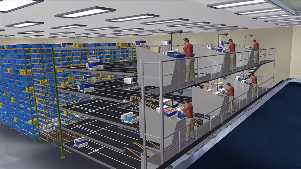 2階の作業場で日用品などをピッキングする（出所／アラートイノベーション）