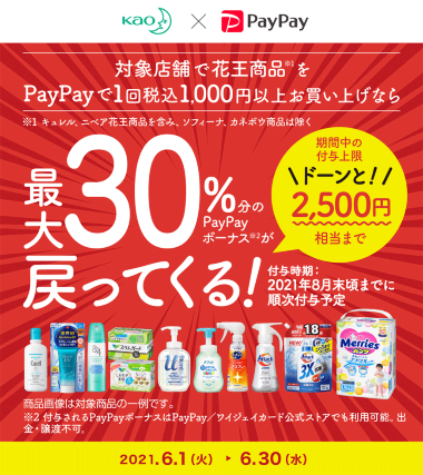 1回1000円(税込み)以上の買い物が還元の対象。買い物の回数に制限は無い。ソフィーナ、カネボウ商品は対象外