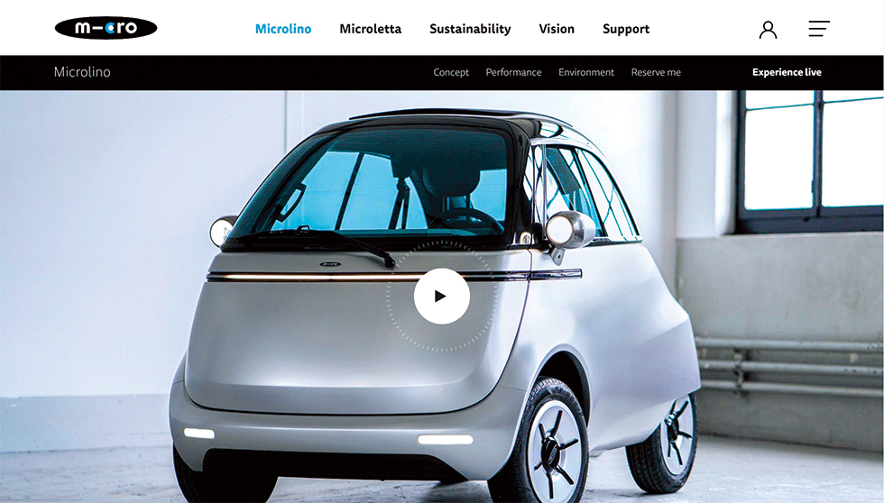 スイスのマイクロによる小型電気自動車「マイクロリーノ」は丸みを帯びたかわいいデザイン（https://microlino-car.com/）