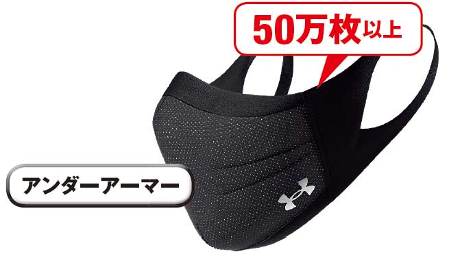 スポーツで使いやすい「UAスポーツマスク」（3000円・税別）を累計50万枚以上販売。6月の先行予約時には即完売した