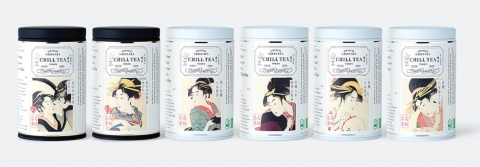 アートディレクターの清水彩香氏がデザインした日本茶ブランド「CHILL TEA」のパッケージ。フォトディレクションまで一貫して手掛けた（写真提供／清水彩香）