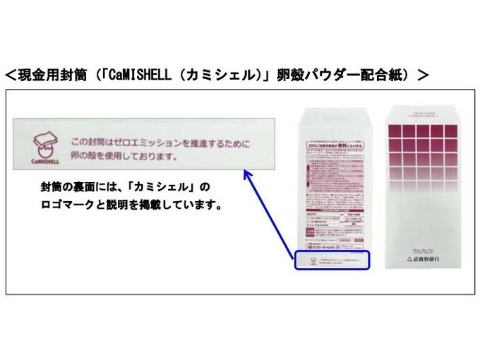 武蔵野銀行、卵殻配合素材を用いた現金用封筒の使用を開始