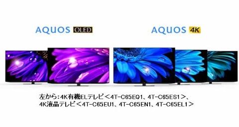 シャープ、4K有機ELテレビ「AQUOS OLED」など19機種を発売