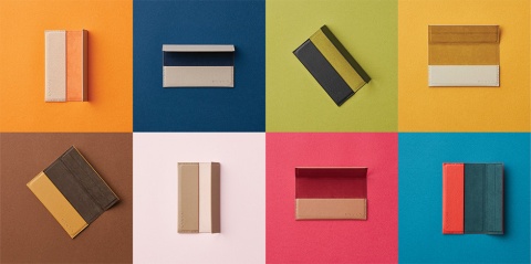 「MINIO」シリーズ第1弾の名刺入れ。差し色をアクセントに、「うすく かるく スマートに」を体現。その後、iPhoneケース、パスケース、PCスタンドのビジネスアクセサリーシリーズを展開した