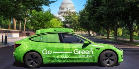 2022年4月22日のアースデーでは、Uber Greenプログラムを宣伝するイベントを実施(写真/ウーバーテクノロジーズ)