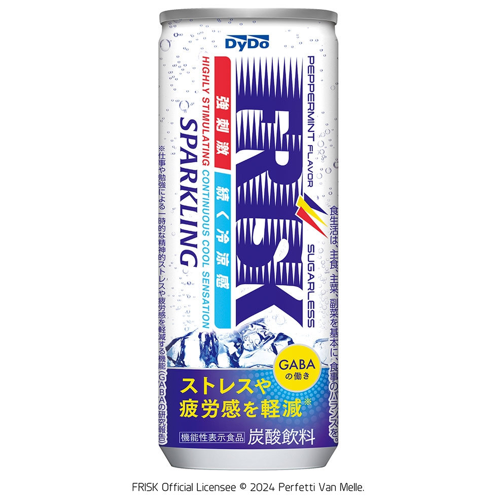 毀誉褒貶（ほうへん）の渦中にある「FRISK SPARKLING（フリスク スパークリング）」。希望小売価格は税抜き183円で、今後は量販店などでも順次販売を予定している。なお、一時的な精神的ストレスや疲労感を軽減するとされるGABAを配合