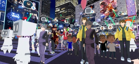 クラスターの制作した「バーチャル渋谷」は、「渋谷区」公認の配信プラットフォーム。上は昨年10月、「cluster」のバーチャル渋谷を会場として期間限定で開催された「バーチャル渋谷 au 5G ハロウィーンフェス 2021」で行われた「劇場版 ソードアート・オンライン -プログレッシブ- 星なき夜のアリア VIRTUAL MEETING in バーチャル渋谷」。大勢の人がアバター姿で集った姿が分かる。(C)KDDI・au 5G / 渋谷5Gエンターテイメントプロジェクト (C)2020 川原 礫/KADOKAWA/SAO-P Project