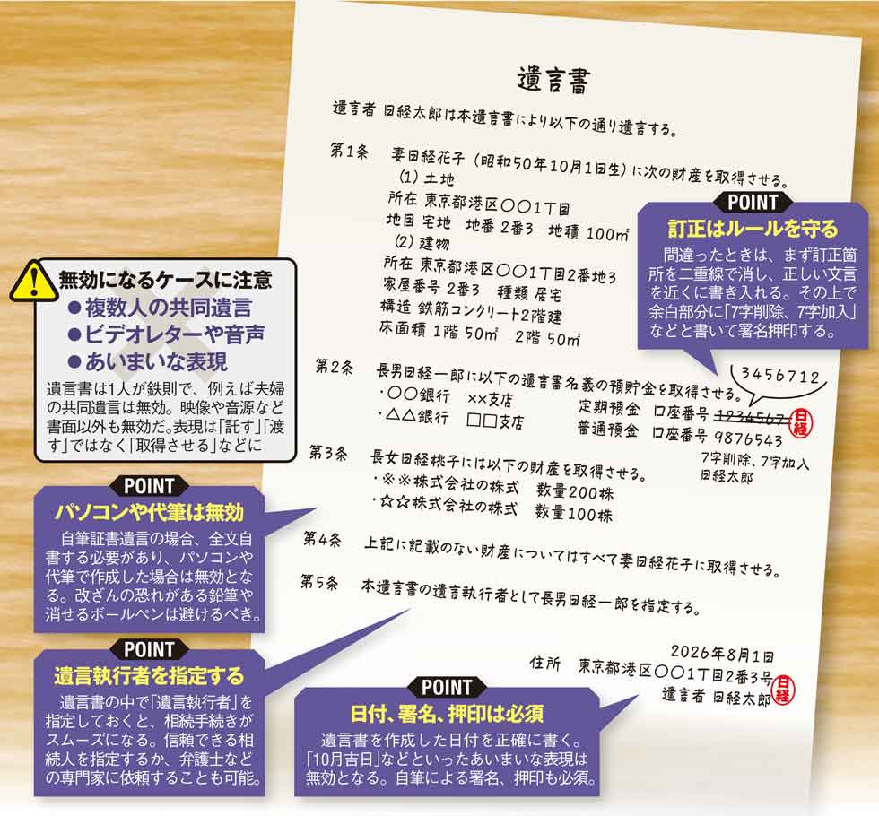 パソコン作成は無効？ 相続トラブルを防ぐ「正しい遺言書」とは | 日経