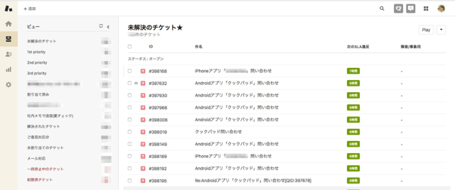 クックパッドはZendeskのソリューションを使ってユーザーからの問い合わせを管理。画面はZendeskソリューションのダッシュボードの画面イメージ