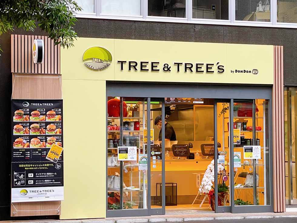 2021年8月2日、東京・新橋にオープンしたドムドムフードサービスの新業態「ツリーアンドツリーズ(TREE＆TREE’s）」。1階はテークアウト専用ホールで、地下1階がイートイン専用