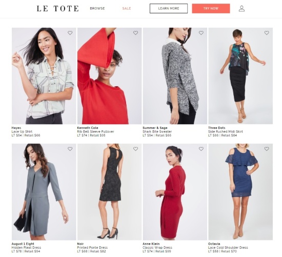 衣類やアクセサリーのレンタルサービスを月額59ドルから提供する米LE TOTE(ル・トート)