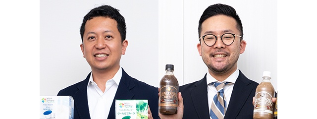 ネスレ日本の津田部長(左)とサントリー食品インターナショナルの大塚課長(右)