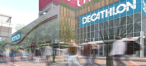 デカトロンは2020年4月24日、幕張店を開業して首都圏に進出する（店舗外観のイメージ）