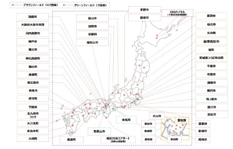 スーパーシティ構想のアイデア公募に応じた自治体の一覧(20年5月8日時点、内閣府資料より抜粋)