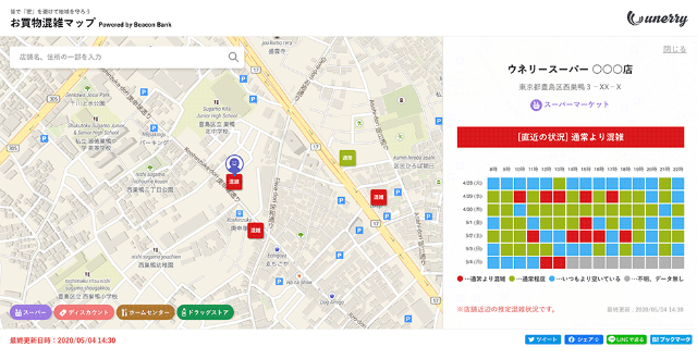 お買い物混雑マップ スーパー ドラッグストアの 3密 対策に 日経クロストレンド