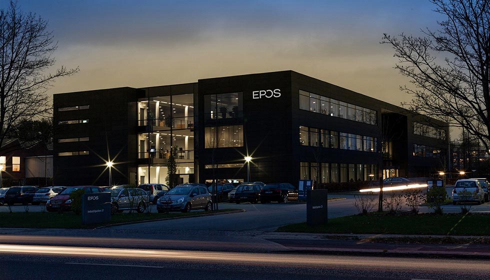 EPOSの本社社屋。よく見るとゼンハイザーコミュニケーションズの社屋と同じ建物だと分かる