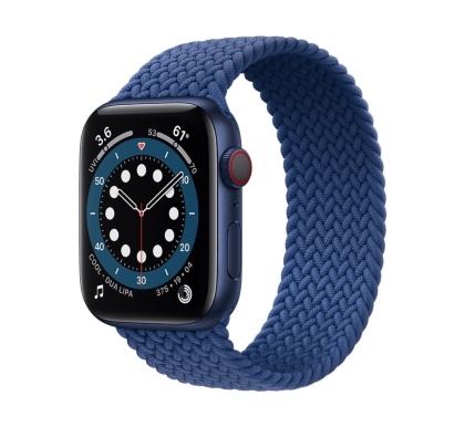 上位モデルのApple Watch Series 6。アルミニウムのモデルにブルーを追加
