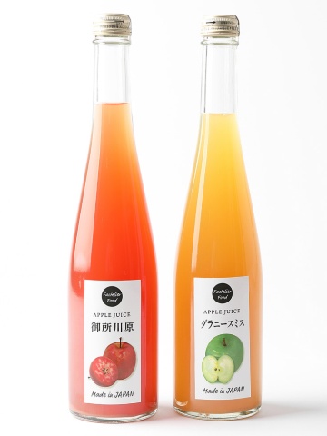 第1弾「樹上完熟りんご100%の紅白りんごジュースセット」は500ml×2本のセットが2種類(「御所川原・グラニースミス」と「御所川原・もりのかがやき」で、それぞれ税抜き3200円)。このほか、180ml×6本入りのセットも2種類ある(「御所川原」と「御所川原・もりのかがやき」で、それぞれ税抜き3400円)
