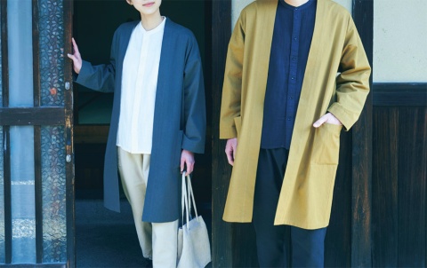 中川政七商店の「はっぴコート」は、作業着の“はっぴ”に着想を得て作ったコートで、サイズを問わずに着られるという