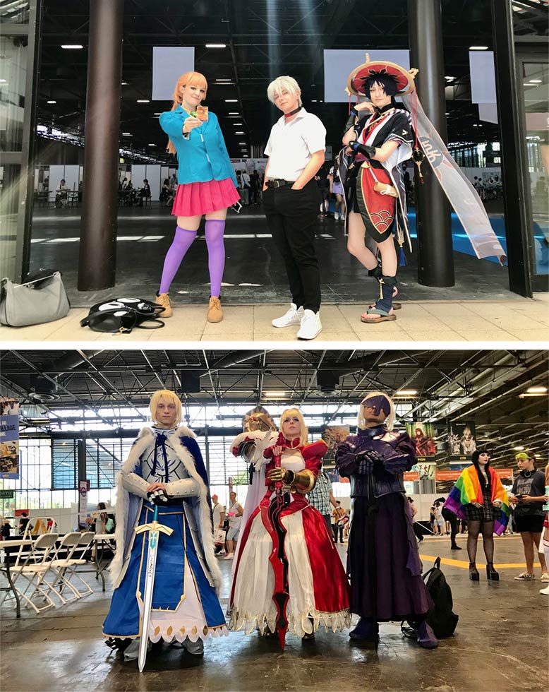 ジャパンエキスポはコスプレで来場する人も多い。片言の日本が話せ、ひらがなやカタカナが書ける参加者も多い。上の三人は各々違う都市から来ていて3年ぶりの再会を喜んでいた