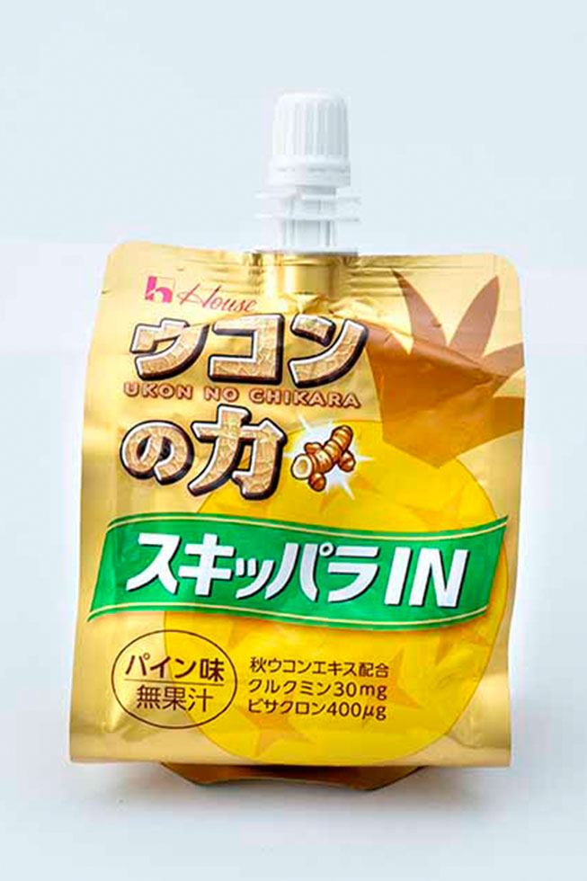 「ウコンの力 スキッパラＩＮ」（税込み250円）。ハウスウェルネスフーズ「ウコンの力」のゼリー版。クルクミン30㎎を配合。パイン味