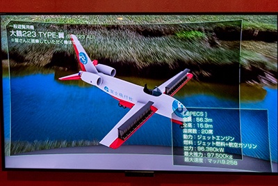 架空の航空会社である富士飛行社が運航する旅客機「大鶴223」に乗り、富士山近辺を遊覧飛行する設定。翼に座席がある「命がけの飛行」とのこと