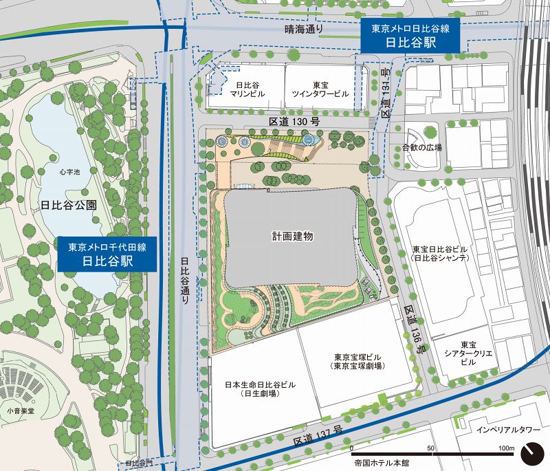 施設は日比谷駅直結。JR有楽町駅からは徒歩5分、銀座駅からは徒歩5分（地下通路にて直結）