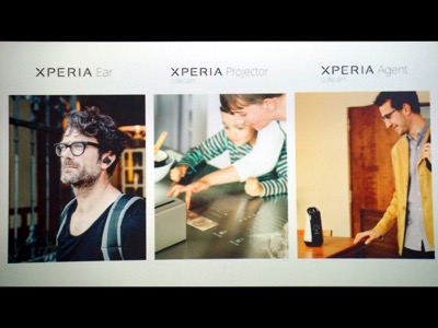 左からXperia Ear、Xperia Projector、Xperia Agentのイメージ