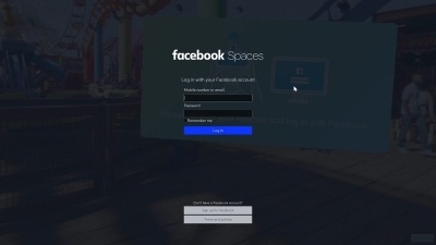 Facebook Spacesはフェイスブックを基盤に構築されたVR用ソーシャルコミュニケーションアプリケーション。当然フェイスブックアカウントでのログインが必須となる