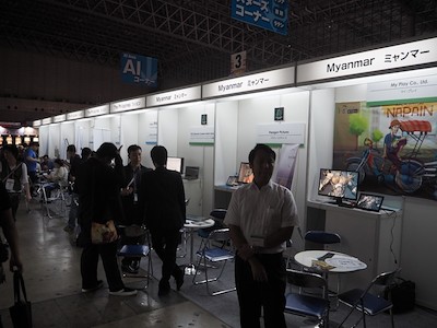 日本アセアンセンターの協力によって、タイやシンガポールだけでなく、ミャンマーの企業などもブースを出展。熱心さがうかがえる