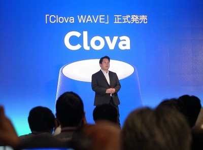 「Clova WAVE」の発表会に登壇したLINE取締役CSMO（最高戦略責任者兼最高マーケティング責任者）の舛田淳氏